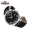 天梭TISSOT俊雅系列黑盘皮表带石英男表T063.610.16.058.00 银色