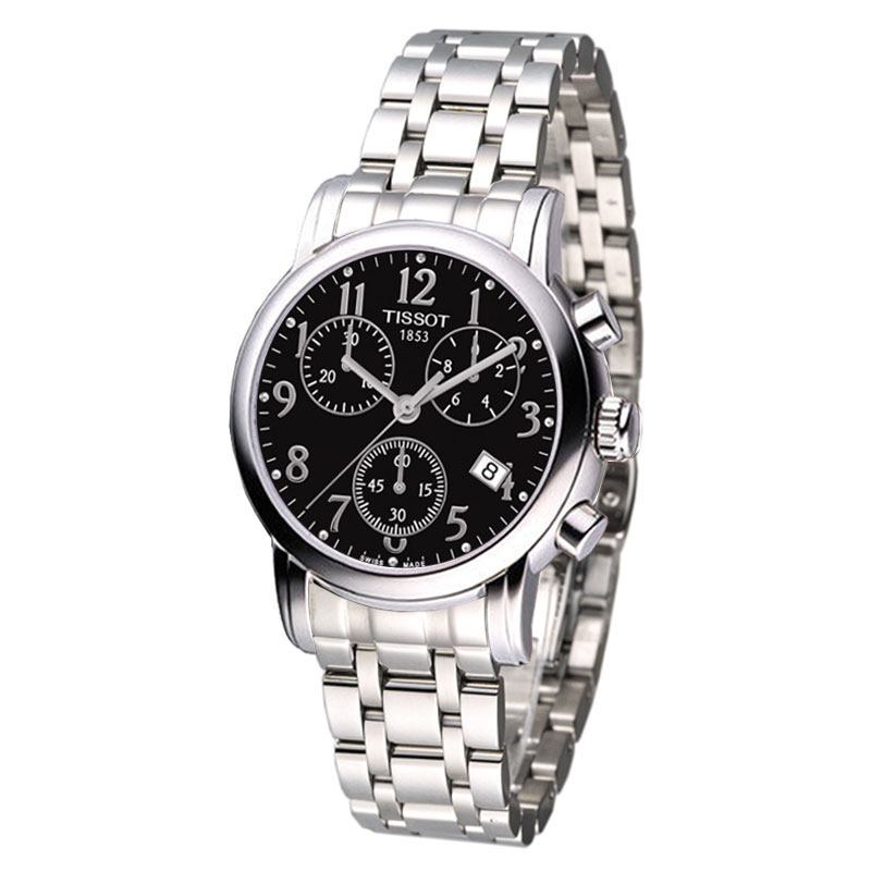 天梭TISSOT韵驰系列石英女表T050.217.16.052.00 黑色钢带T050.617.11.052.00