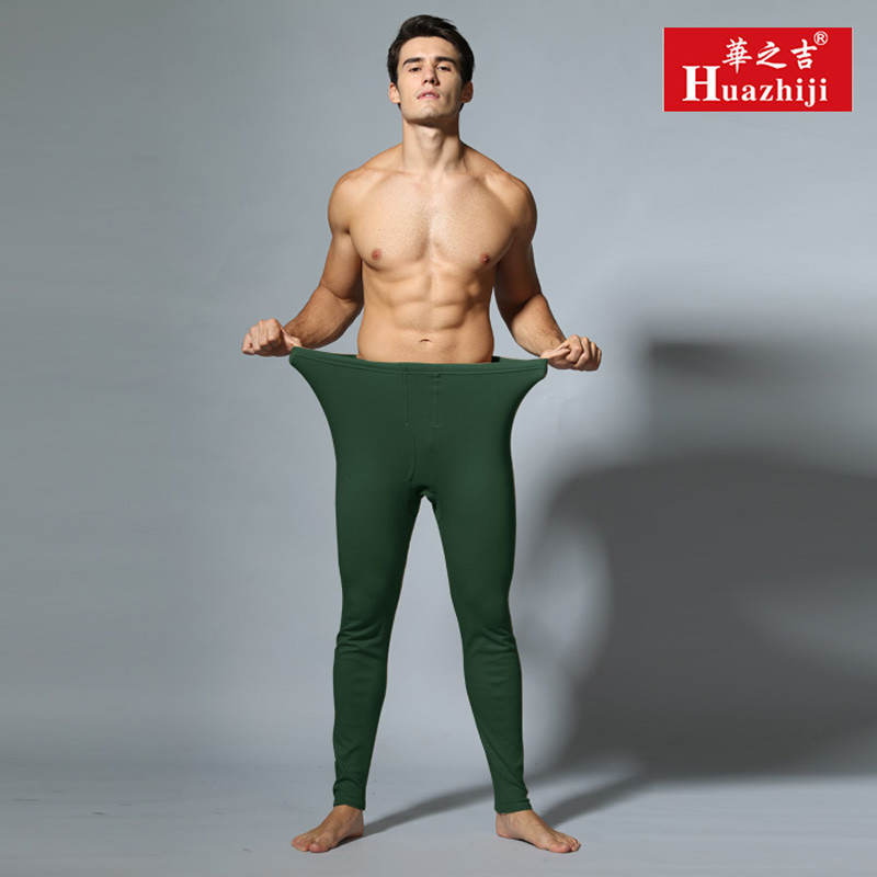 华之吉加绒保暖裤 加棉绒秋裤棉裤线裤衬裤棉毛裤保暖裤男 XL（高173至176） 军绿色棉绒保暖裤