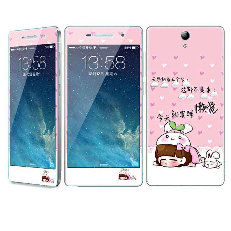 法威仕 前全屏手机钢化玻璃卡通彩膜后保护膜彩膜贴纸 适用于VIVO Y33/Y33t/Y33L 睡懒觉+支架