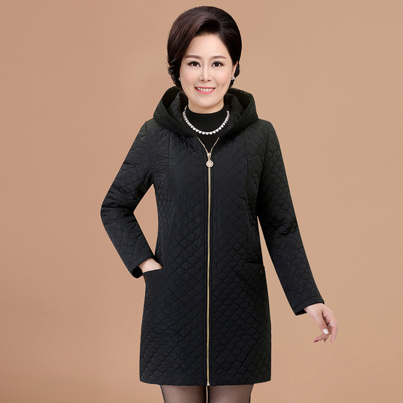 福玛玛中年人妈妈装秋冬装保暖棉衣40-50岁时尚中年女装棉服w0058 5XL 黑色