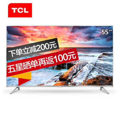 TCL 55A660U 55英寸4K超高清金属纤薄HDR LED液晶智能电视机（黑）