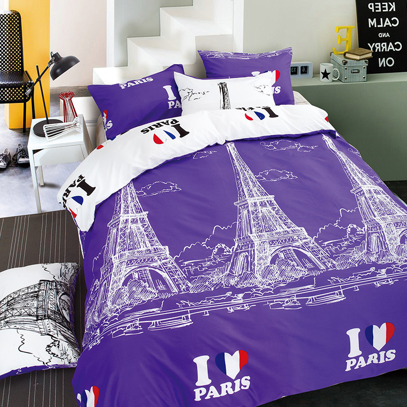 晶丽莱 被套单件 单人双人学生150被罩宿舍床被套 巴黎A版 150x200cm