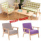 淮木（HUAIMU） 日式单人沙发小户型双人椅布艺实木小沙发椅宜家休闲椅卡座咖啡椅 古色牡丹