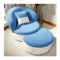 淮木（HUAIMU） 懒人沙发单人椅创意可爱简约布艺小户型可拆洗卧室阳台1868 天蓝色白底+脚踏