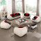 淮木（HUAIMU） 创意休闲沙发 个性单人三位简约现代真皮小户型客厅组合沙发5938 1+1+3+脚踏环保皮