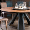 美式实木餐桌椅组合现代简约圆形餐桌铁艺圆桌饭桌6人餐桌组合 直径140cm