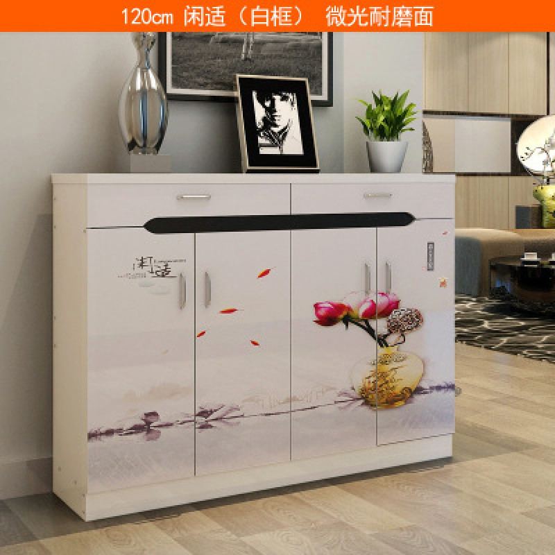 淮木（HUAIMU）实木色鞋柜简约现代超薄门厅柜3门外大容量组装现代简约鞋柜 四开门闲适(白框)