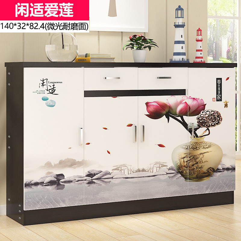 淮木（HUAIMU）欧式鞋架多层实木简易鞋柜收纳鞋柜铁鞋架柜式置物架鞋柜 140cm双斗闲适爱莲