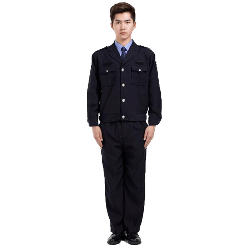 嘟嘟美倍尔 保安服春秋套装物业保安藏青黑色保安制服西装工作服冬装 190 藏青夹克上衣+裤子