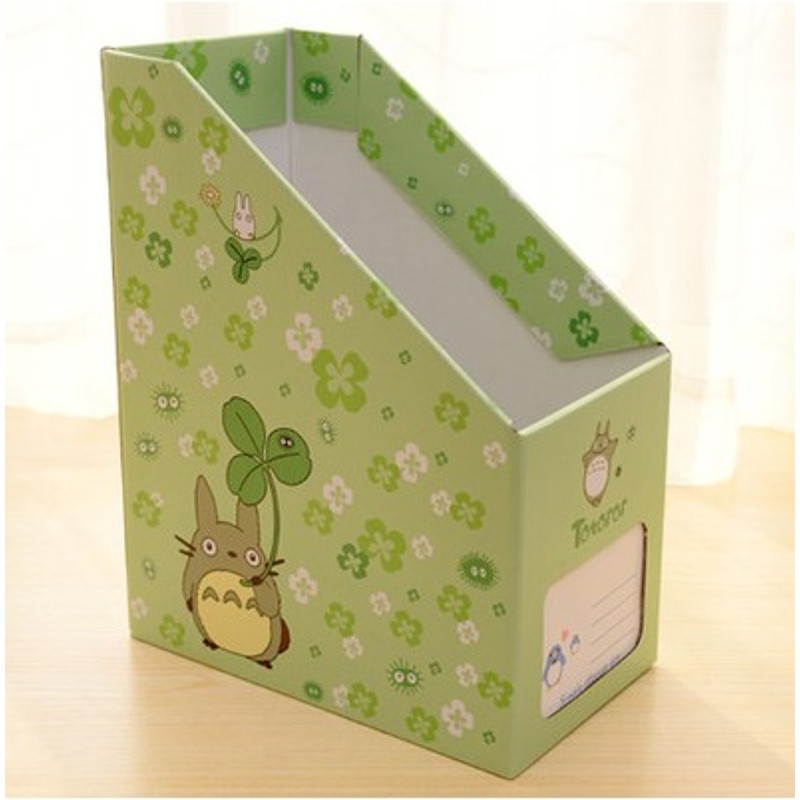淮木（HUAIMU）创意纸质桌面收纳盒 办公桌大号文件整理盒学生书立盒子 龙猫(183)