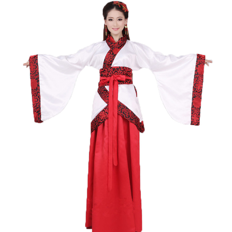 嘟嘟美倍尔 古装改良汉服仙女贵妃曲裾成人礼古典舞蹈演出大摆裙 均码 图片色