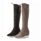 嘟嘟美倍尔 运动户外户外鞋服秋冬弹力靴系带长筒靴内增高尖头坡跟鞋骑士靴 38 黑色