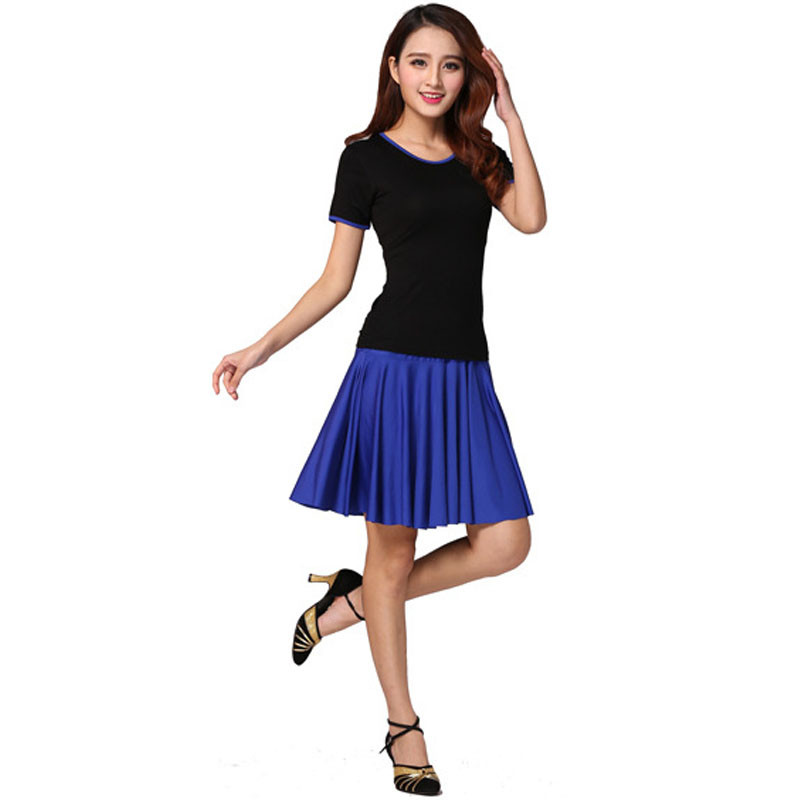 嘟嘟美倍尔 春夏季广场舞服装裙子套装 短袖跳舞衣大码舞蹈服女户外运动瑜伽舞蹈 蓝色