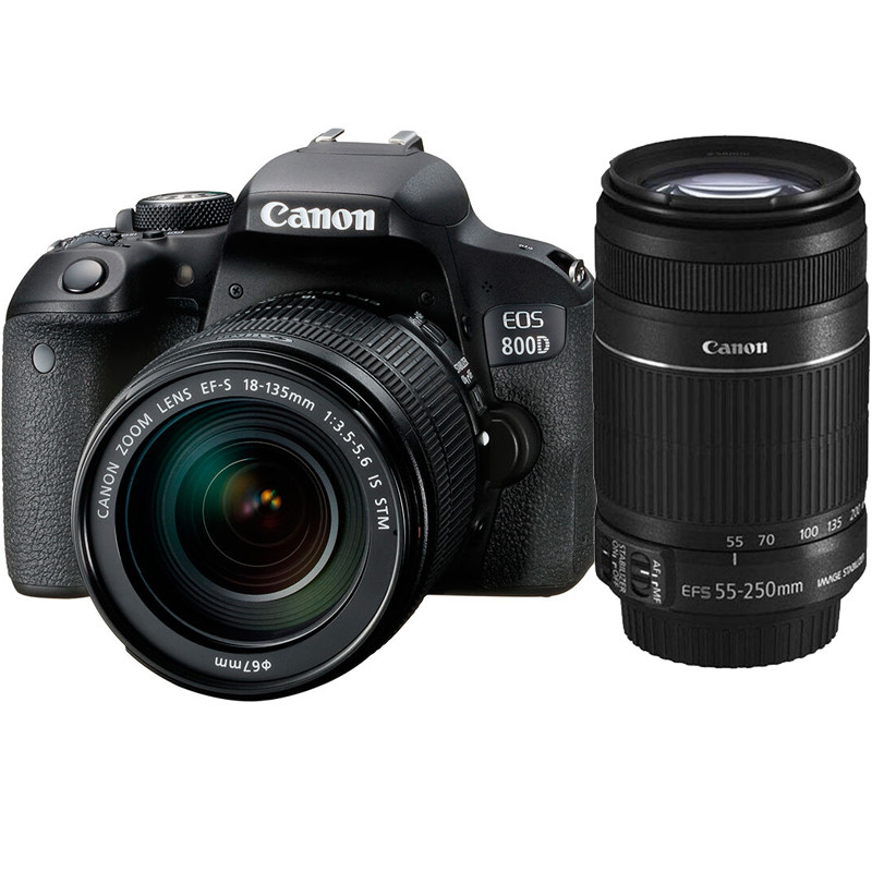 佳能(Canon) EOS 800D （18-135mm+55-250mm） 数码单反相机 双镜头套装 约2420万像素