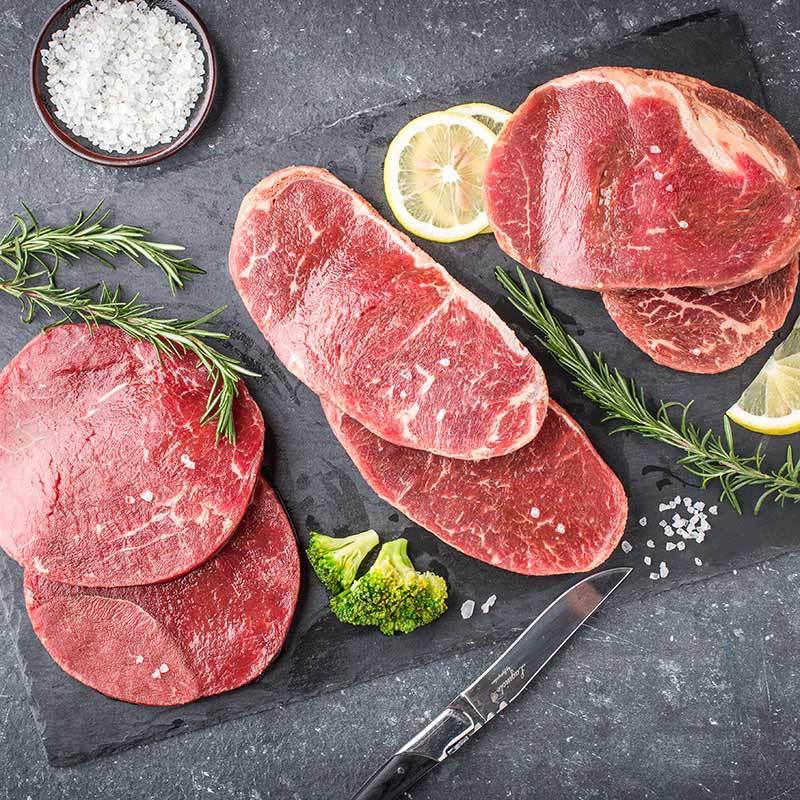 【苏宁生鲜】恒都澳洲菲力西冷肉眼牛排套餐150g*10(赠油,酱) 恒都