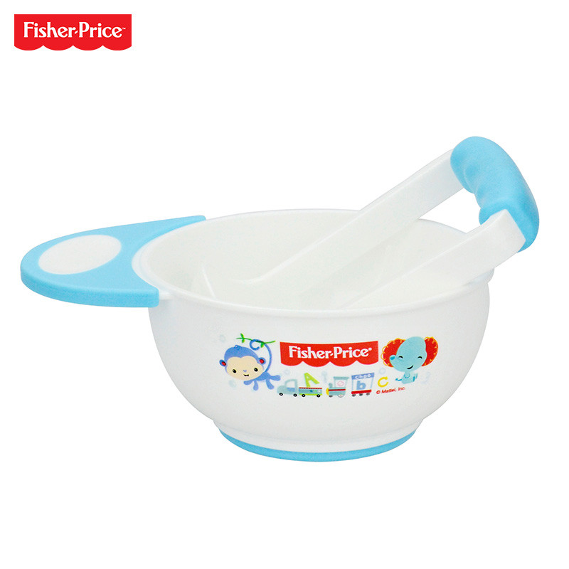 F费雪牌(FISHER-PRICE) 婴儿PP研磨碗手动辅食料理碗 FP-8014蓝色300ML 适用年龄：4个月以上