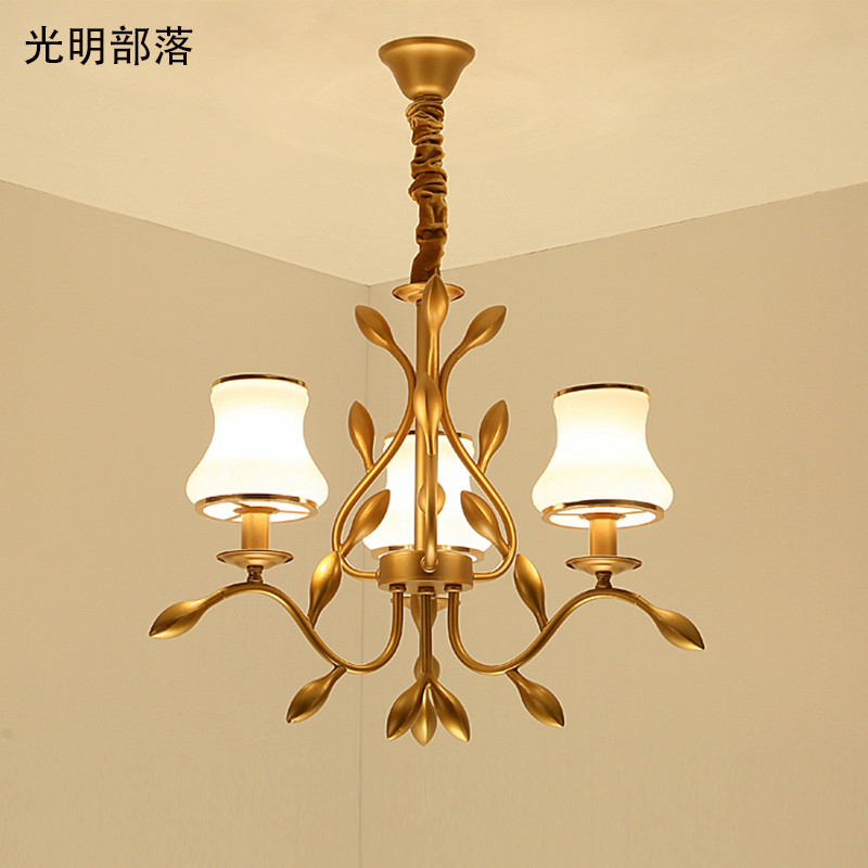 GMBL光明部落美式led吊灯欧式大气客厅灯简约卧室灯餐厅灯北欧铁艺灯具灯饰 3头配送白光灯泡
