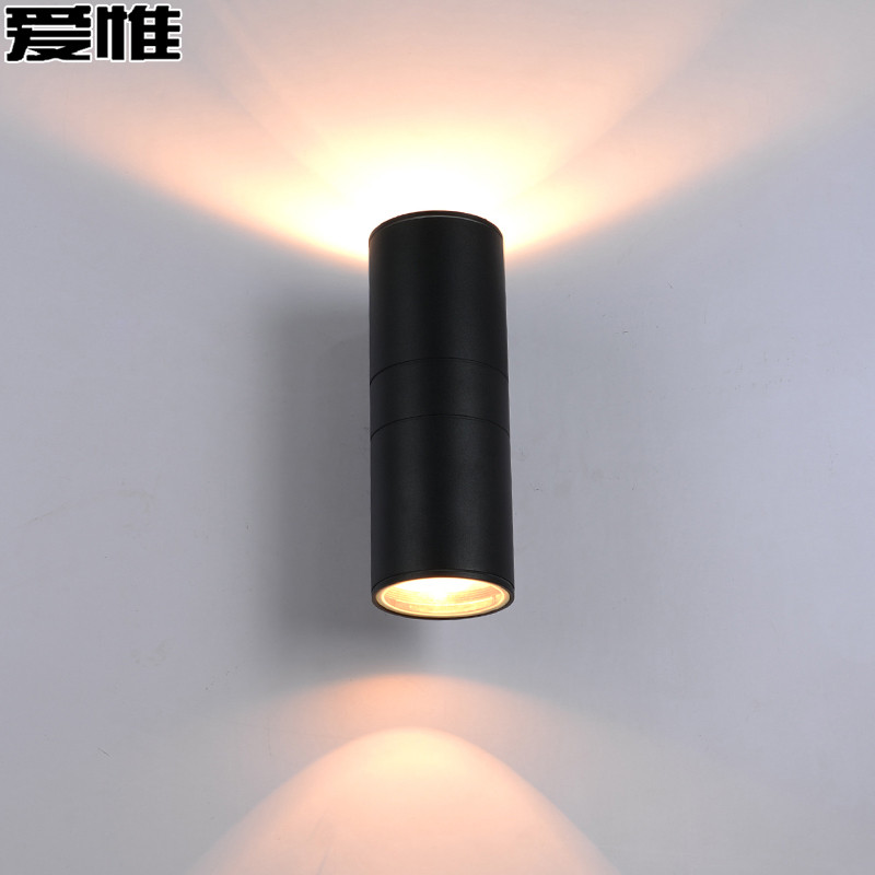 爱惟户外壁灯现代简约过道灯床头灯led双头防水装饰庭院外墙灯B5509 黑色双头+5W暖光