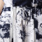 歌诺瑞丝2018春夏女装新款韩版文艺大码显瘦水墨背心开衫两件套连衣裙女6806 蓝色 5XL