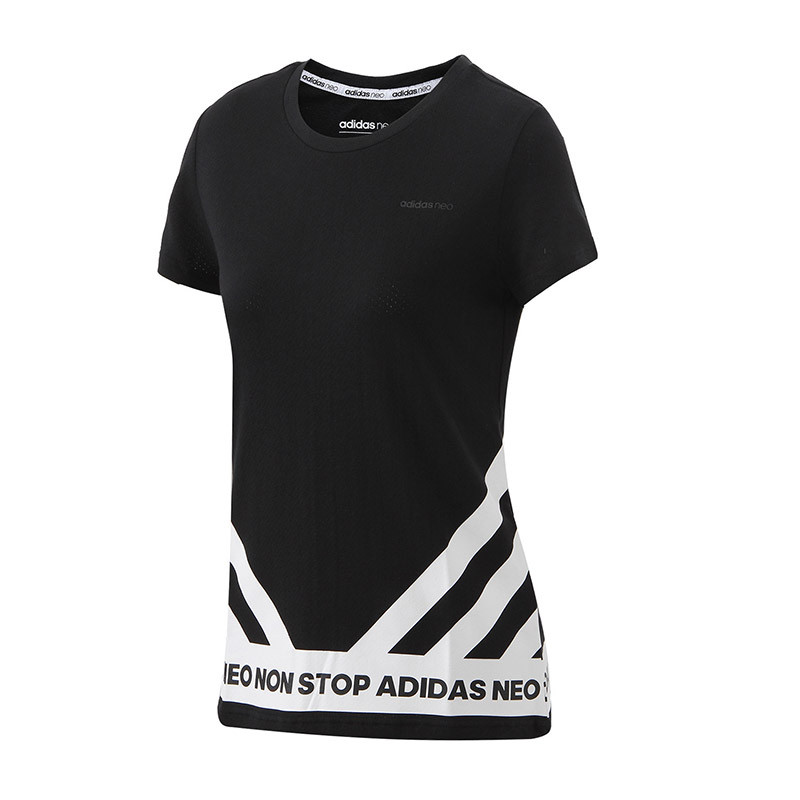 adidas阿迪达斯NEO2017新款女服运动服短袖T恤CD1249 黑色 L