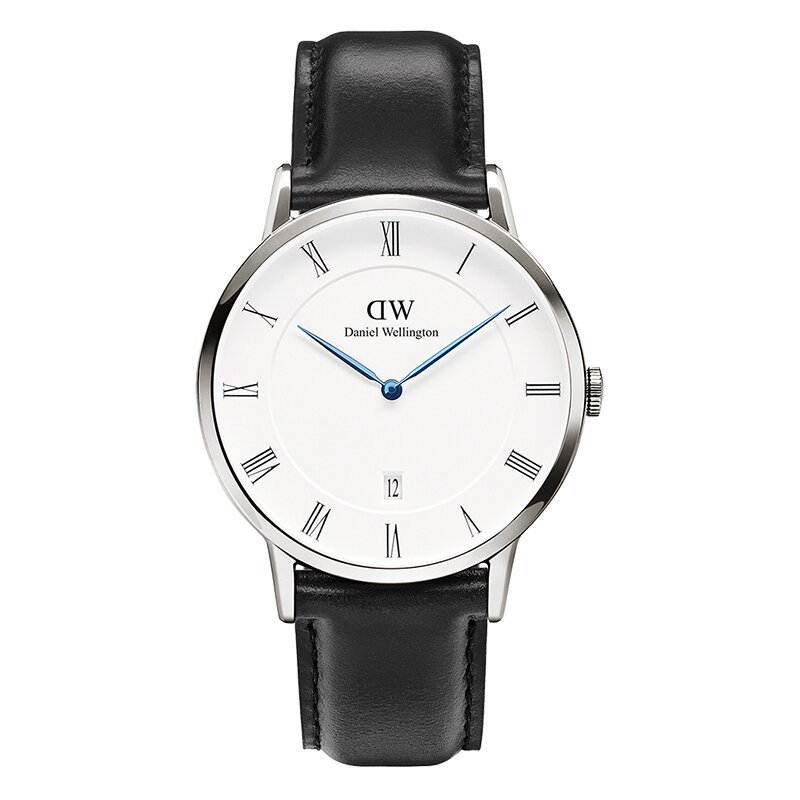 丹尼尔惠灵顿（Daniel Wellington）手表DW男表38mm银色边皮带超薄男士石英手表带日历1121DW