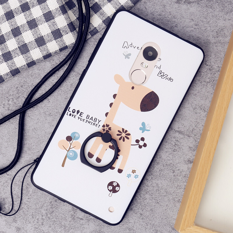 BSN小米红米note4X手机壳note4x保护套黑边浮雕彩绘硅胶硬壳男女挂绳 红米note4X长颈鹿+钢化膜