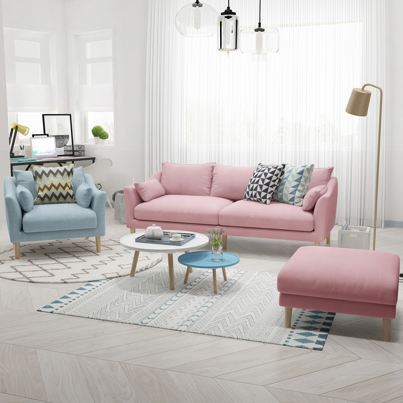 北欧沙发羽绒布艺沙发单双三人位小户型组合乳胶客厅整装现代简约 双人【颜色备注】