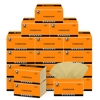 21.9元包邮 蓝漂 原竹本色抽纸 3层*100抽*27包