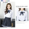 Mtiny日韩水手服 青春学生校服套装春夏白衬衫制服 女生英伦班服学院风 L 女生短袖衬衫（送领结）