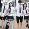 Mtiny毕业照服装学生装高中毕业季班服学院风高三大学生校服套装白衬衫 L 女短袖黑边白衬衫裙子
