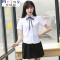 Mtiny校服套装学院风中学生韩国班服夏季毕业照服装学生装高中生情侣装 XXXL 女短袖+裙子（送领绳）