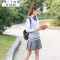 Mtiny英伦校服套装初高中生男女学生毕业照JK日系制服春韩版学院风班服 M 女款（外套+裙子+衬衣+领结）