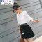 Mtiny【GG】韩版短袖针织衫女夏短款套头上衣中袖修身半袖冰丝打底衫薄 均码 白色