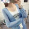 Mtiny女开衫毛衣中长款春新款夏薄镂空大码防晒针织衫披肩外套罩衫 S 粉红色