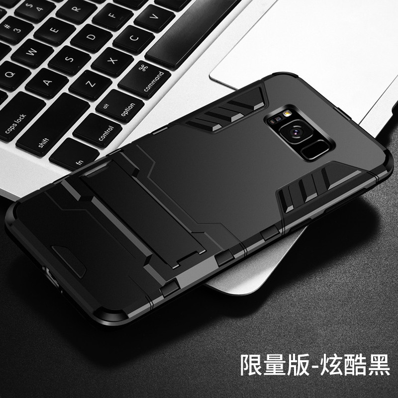 魅爱琳 VIVO X90/X90Pro手机壳保护套外壳 朋克铠甲支架 全包防摔硅胶软套磨砂 炫酷潮时尚车载手机套 【VIVO-X90】哑光黑