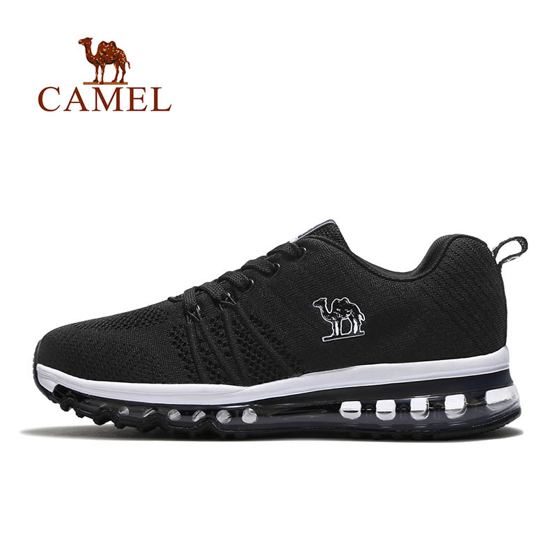 Camel/骆驼运动跑鞋 情侣款气垫跑步鞋男女缓震防滑运动鞋 A732612015，黑色，男款 44码