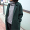 Mtiny秋冬新款韩版女装大码宽松显瘦长款呢大衣休闲时尚女士毛呢外套潮 M 黑色加棉版