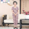 Mtiny中老年新款夏季短袖大码衬衫女装 妈妈装夏装奶奶T恤上衣裤子套装_9 2XL--(适合体重108斤-115斤） 枣红