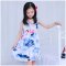 2017新款女童夏装碎花连衣裙韩版儿童公主裙夏季女孩吊带裙可爱卡通简约小清新多款多色可选吊带裙 兰荷花裙 130cm(130码建议身高125-130CM)