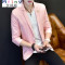 Mtiny短袖小西装男外套2017春夏季韩版7分袖修身职男式小西服短款上衣 3XL 粉红