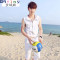 Mtiny男士套装夏季韩版潮男装无袖运动卫衣夏天健身服男生休闲套装卫衣 XL 白色