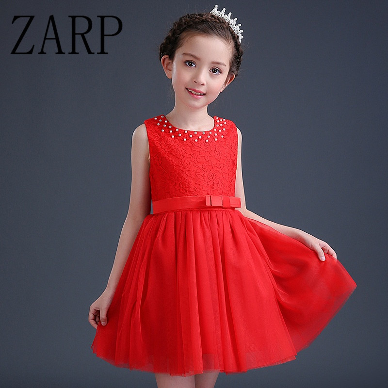 ZARP2017夏新款女童连衣裙六一儿童节钢琴演出礼服舞蹈表演红色公主裙 110CM 红色