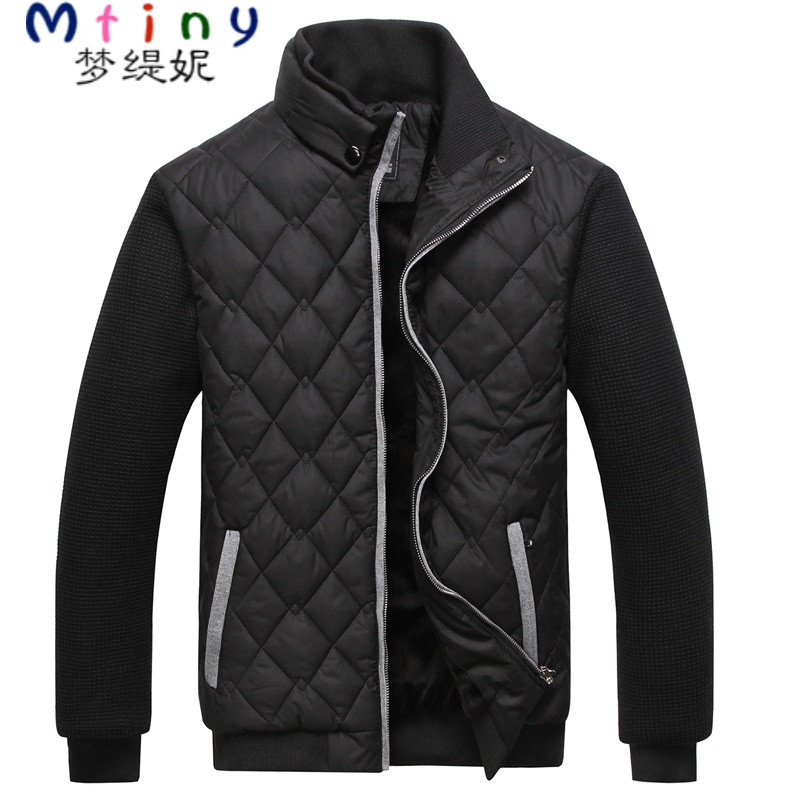 Mtiny青年男士加绒加厚棉衣外套男冬装保暖棉袄null立领棉服 2XL 黑色