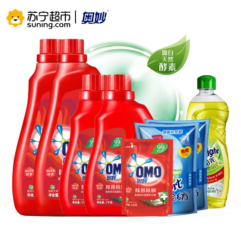 奥妙除菌除螨洗衣液3KGx2+1KGx2+400g+金纺护理剂502ml+奥妙洗衣液502g/金纺护理剂502ml