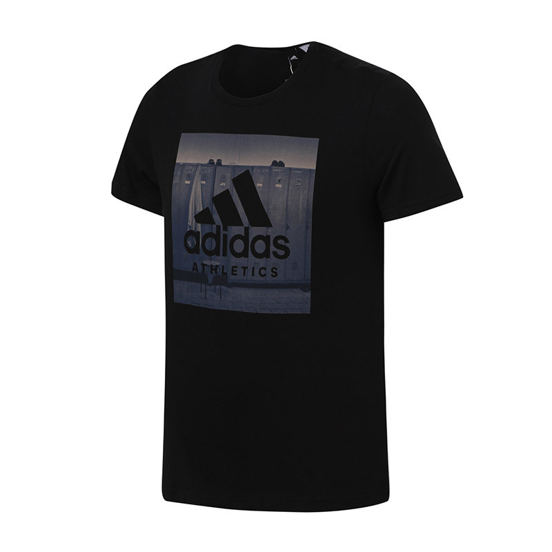adidas阿迪达斯男子短袖T恤2018新款透气休闲运动服DT2588 黑色CD9258 S