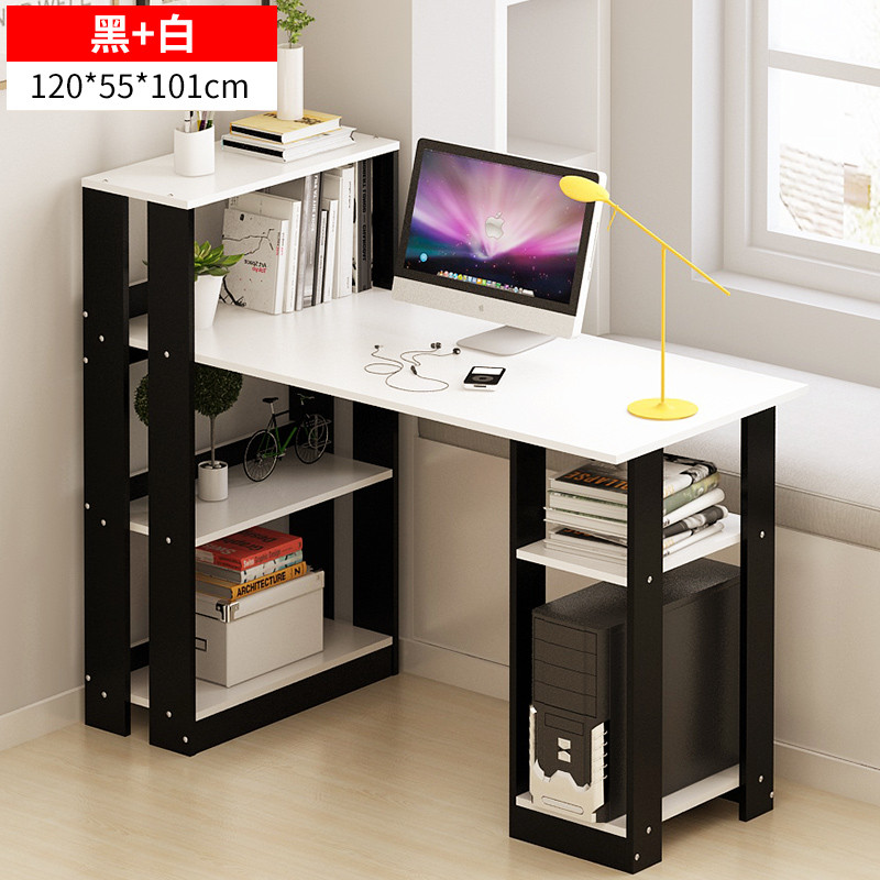 硕木居 电脑桌台式桌家用桌子简约现代卧室经济型办公桌简易写字桌书桌 120-55-101黑+白