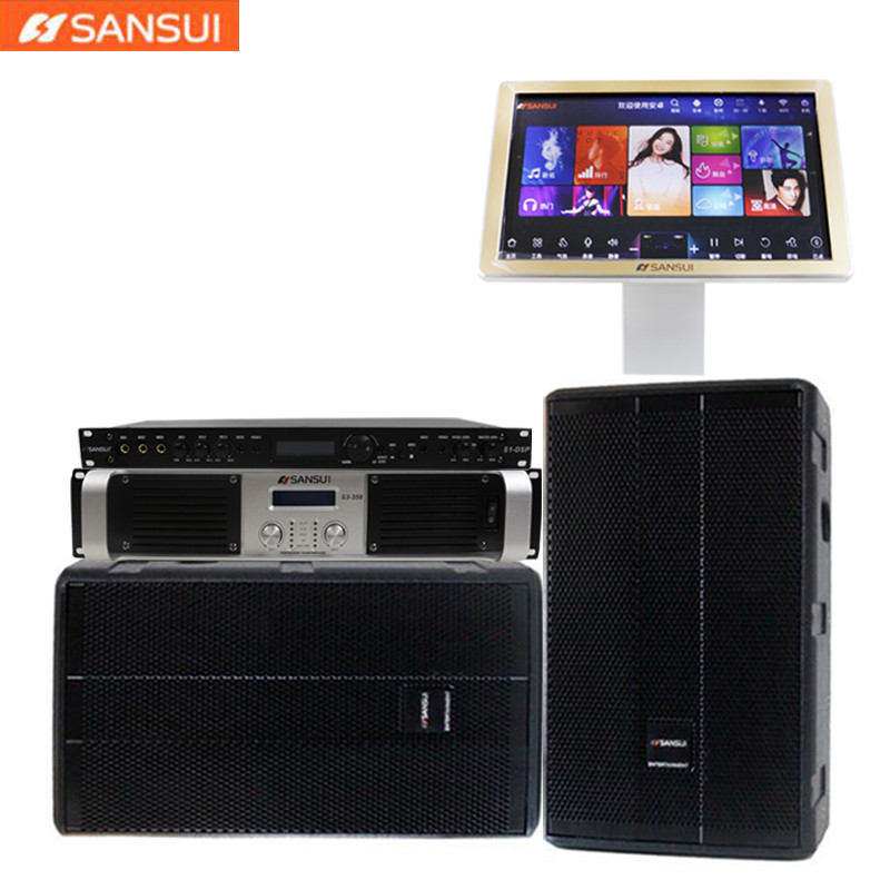 Sansui/山水 SP121 卡拉OK家庭套装 无损无源对箱音箱KTV套装版卡包重低音炮音响 12吋点歌套装音箱低