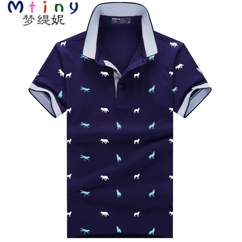 Mtiny【2件装】夏季男士棉翻领短袖T恤简约休闲修身大码纯色POLO衫 M L5803深蓝
