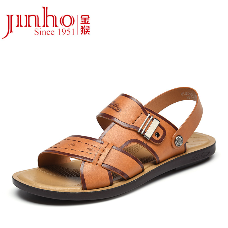 金猴(Jinhou)夏季沙滩鞋 露趾凉鞋 透气休闲鞋男鞋Q38022 黄色 40码